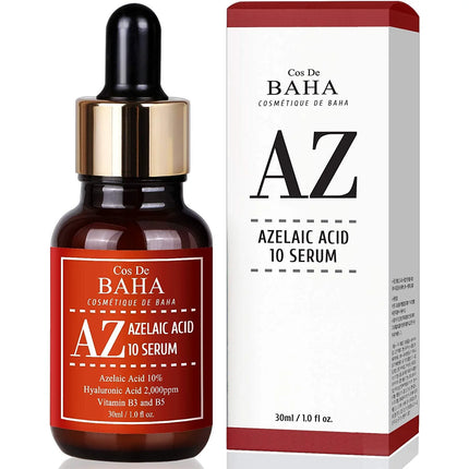 Cos De BAHA AZ Azelaic Acid 10% Serum | Rosacea + Acne Scars + Brightening | 30ml