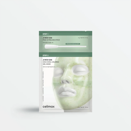 Celimax Ji Woo Gae Cica PHA Peel 2-Step Gel Mask | PHA Exfoliant + Cica Hydrogel | 4g + 30g
