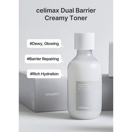 Celimax Dual Barrier Creamy Toner | 5 Ceramides + Aquatide™ + Panthenol | 150ml