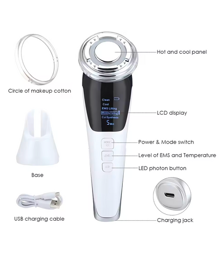 4-in-1 Hot & Cool Microcurrent LED Facial Massager