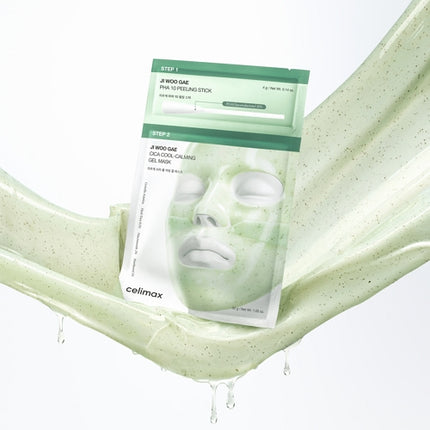 Celimax Ji Woo Gae Cica PHA Peel 2-Step Gel Mask | PHA Exfoliant + Cica Hydrogel | 4g + 30g