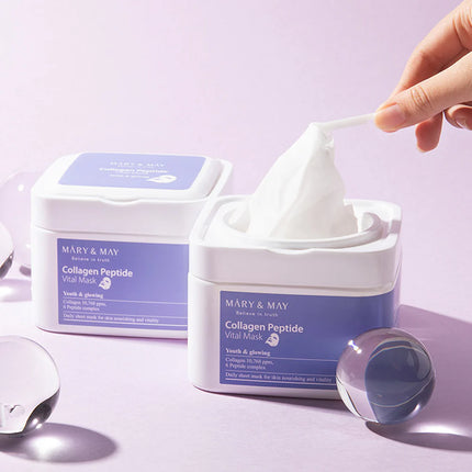 Mary&May Collagen Peptide Vital Mask – Triple Collagen + 5 Peptides | 30 Sheets | Dermion